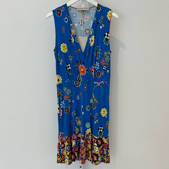 EMILIO PUCCI BLUE GRASSHOPPER DRESS MODEL 61RG53 SIZE IT 44 / US 10 NWTS! - Picture 5 of 15